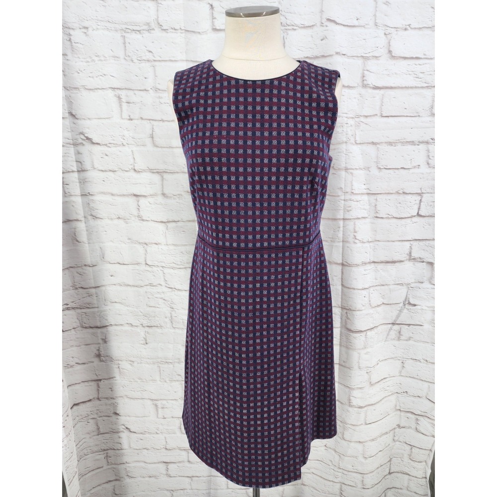 Ann Taylor Plaid Career Dress Office Professional Work Stretch Knit Midi Size 10